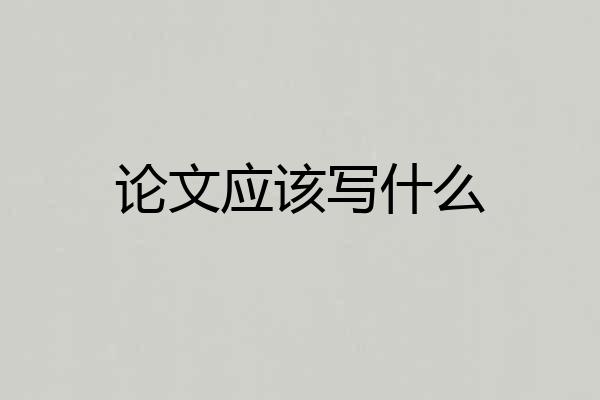 论文应该写什么