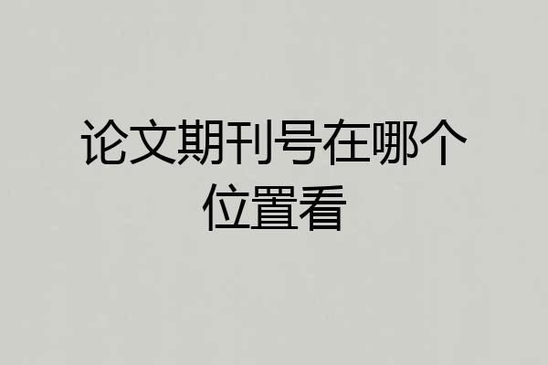 论文期刊号在哪个位置看