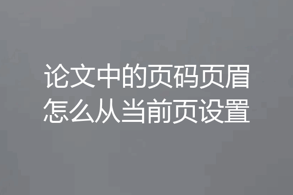 论文中的页码页眉怎么从当前页设置