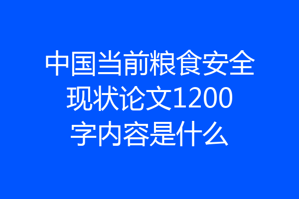 中国当前粮食安全现状论文1200字内容是什么