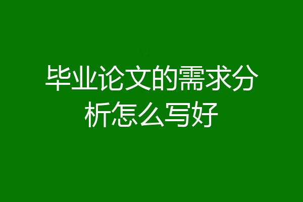 毕业论文的需求分析怎么写好