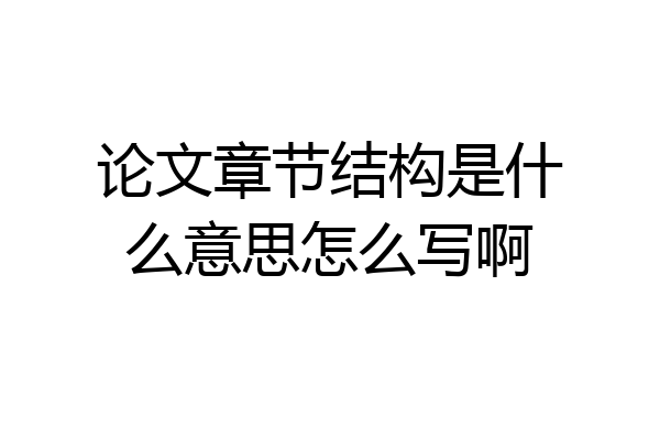 论文章节结构是什么意思怎么写啊