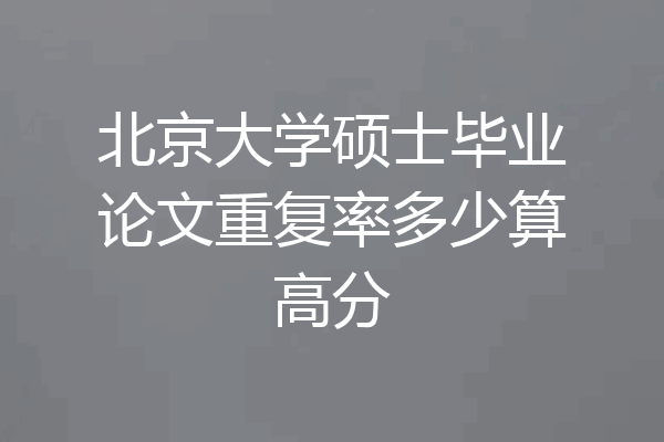 北京大学硕士毕业论文重复率多少算高分