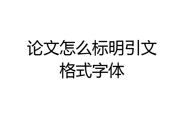 论文怎么标明引文格式字体