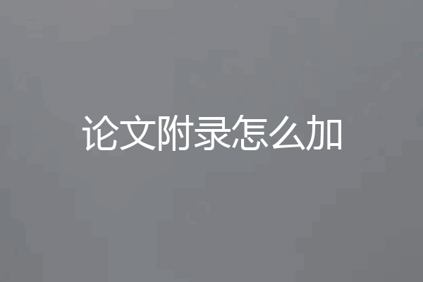 论文附录怎么加
