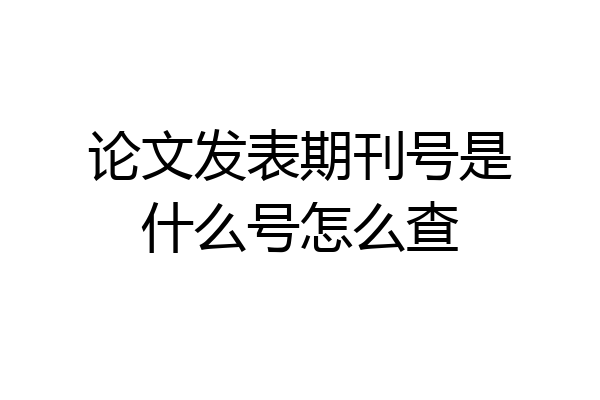 论文发表期刊号是什么号怎么查