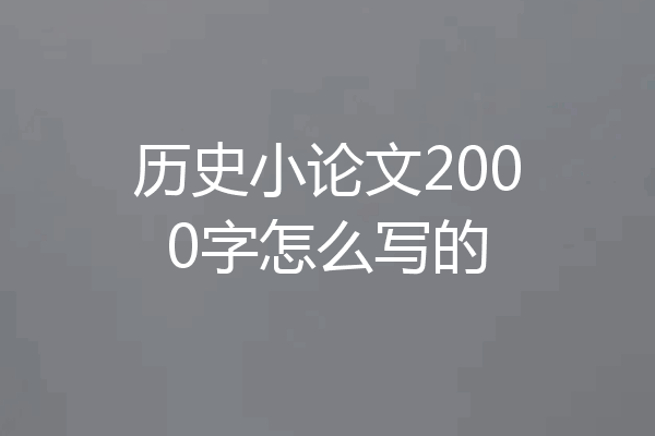 历史小论文2000字怎么写的