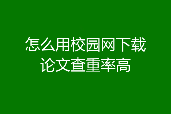 怎么用校园网下载论文查重率高
