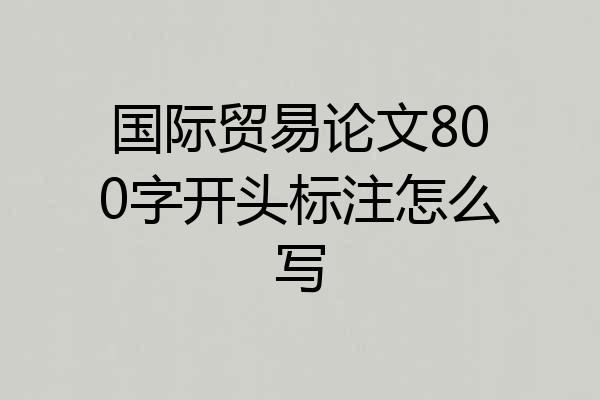 国际贸易论文800字开头标注怎么写