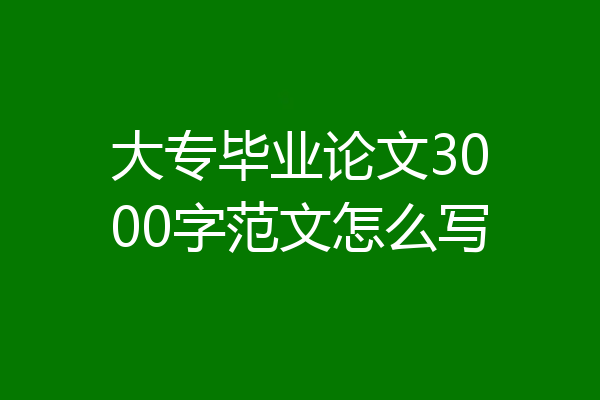 大专毕业论文3000字范文怎么写