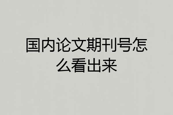 国内论文期刊号怎么看出来