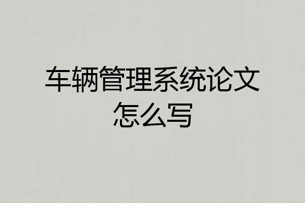 车辆管理系统论文怎么写