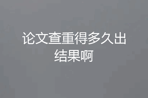 论文查重得多久出结果啊