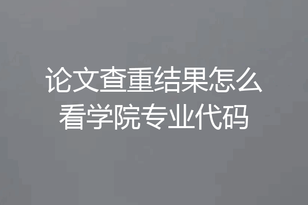 论文查重结果怎么看学院专业代码