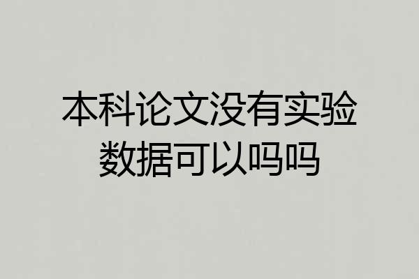 本科论文没有实验数据可以吗吗