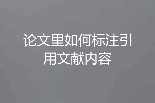 论文里如何标注引用文献内容
