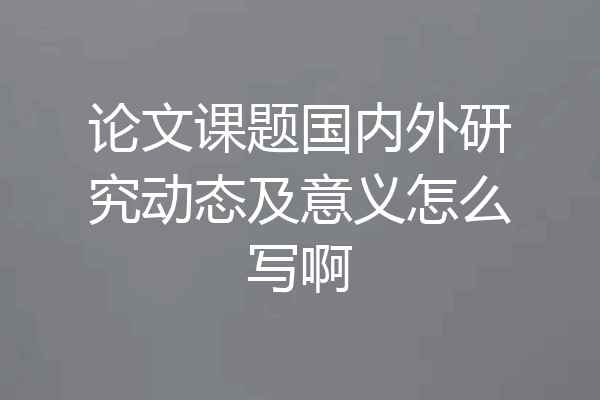 论文课题国内外研究动态及意义怎么写啊