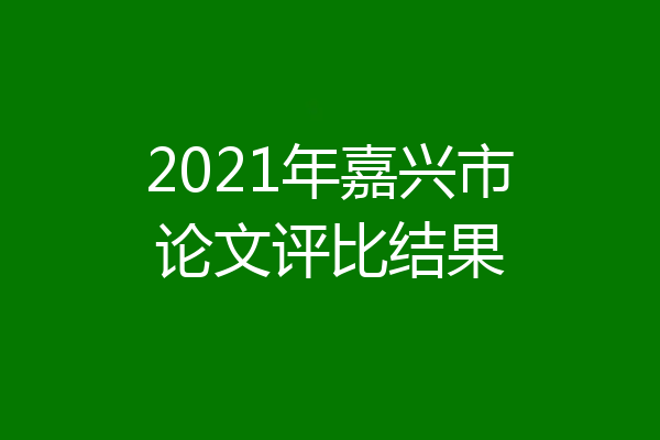 2021年嘉兴市论文评比结果