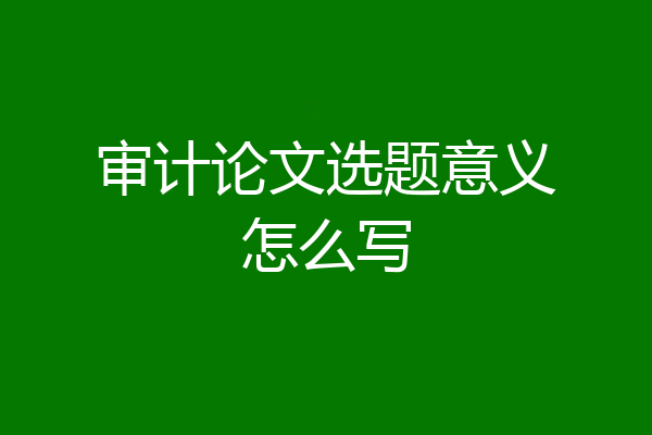 审计论文选题意义怎么写