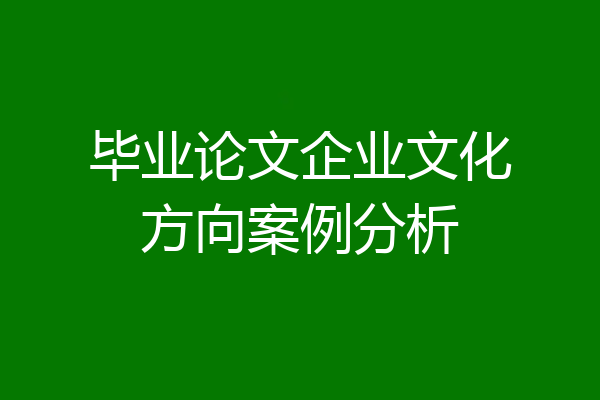 毕业论文企业文化方向案例分析