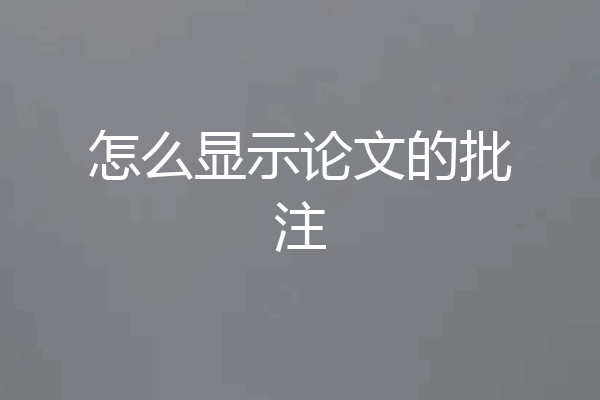 怎么显示论文的批注