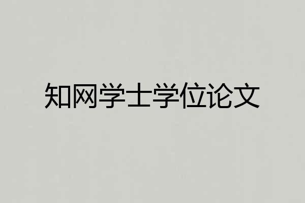 知网学士学位论文