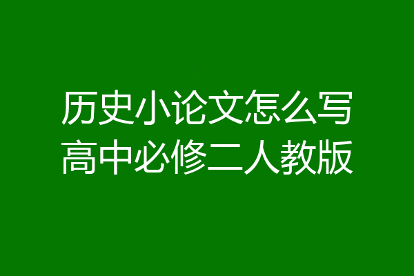 历史小论文怎么写高中必修二人教版