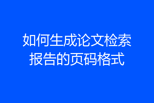 如何生成论文检索报告的页码格式