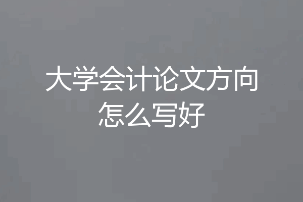 大学会计论文方向怎么写好