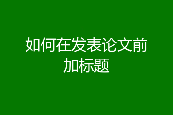 如何在发表论文前加标题