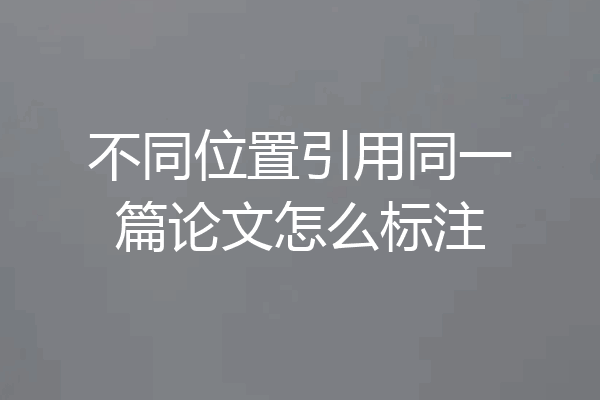不同位置引用同一篇论文怎么标注