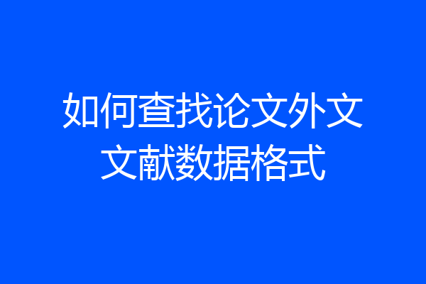 如何查找论文外文文献数据格式