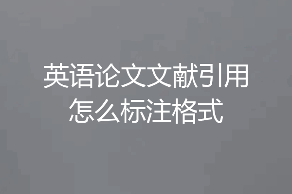 英语论文文献引用怎么标注格式