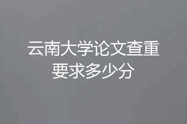 云南大学论文查重要求多少分