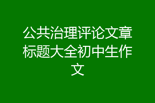 公共治理评论文章标题大全初中生作文