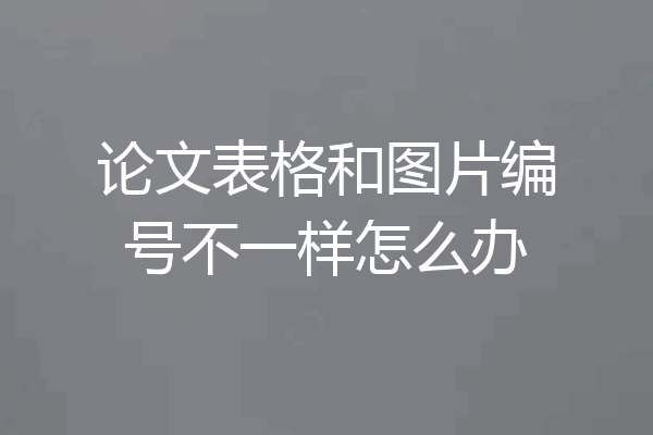 论文表格和图片编号不一样怎么办