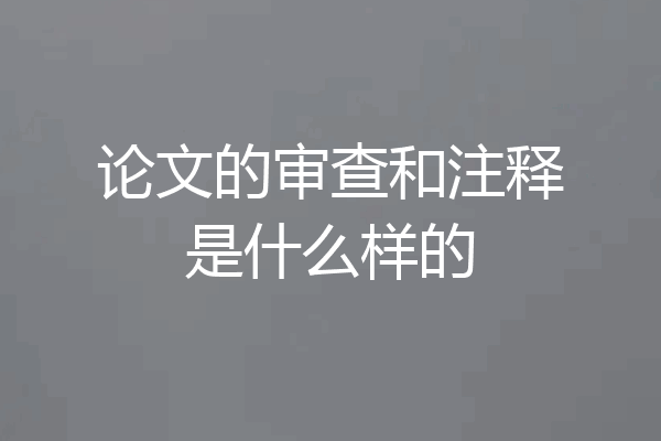 论文的审查和注释是什么样的