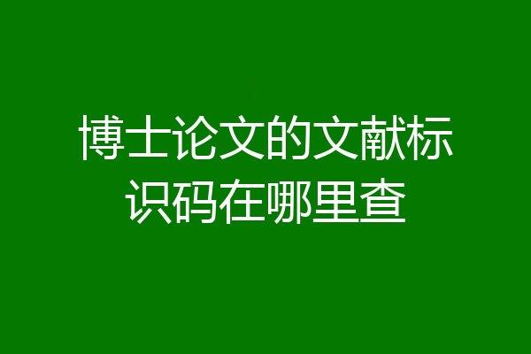 博士论文的文献标识码在哪里查