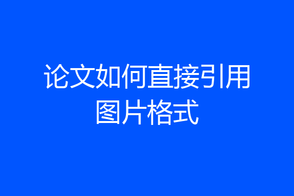 论文如何直接引用图片格式