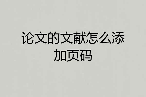 论文的文献怎么添加页码
