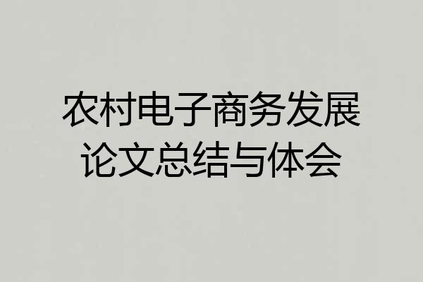 农村电子商务发展论文总结与体会