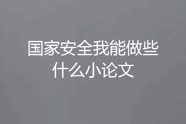 国家安全我能做些什么小论文