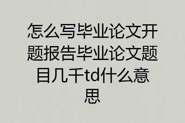 怎么写毕业论文开题报告毕业论文题目几千td什么意思