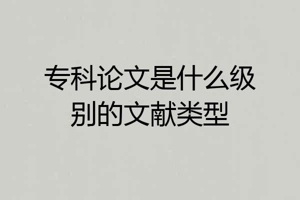 专科论文是什么级别的文献类型