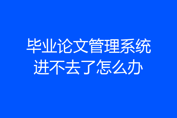 毕业论文管理系统进不去了怎么办