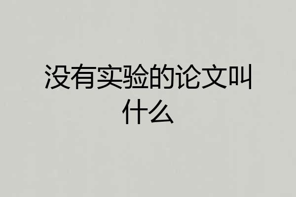 没有实验的论文叫什么