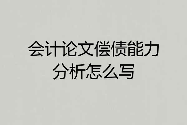 会计论文偿债能力分析怎么写