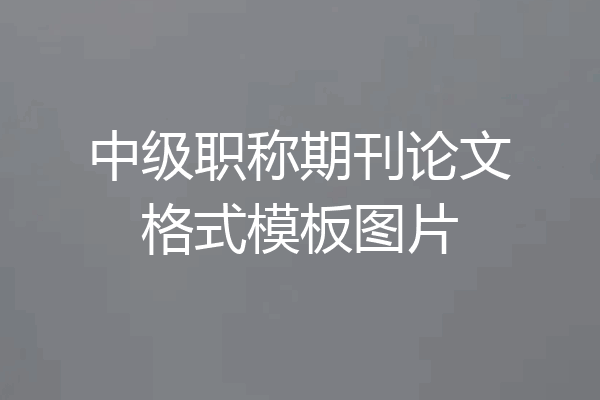 中级职称期刊论文格式模板图片