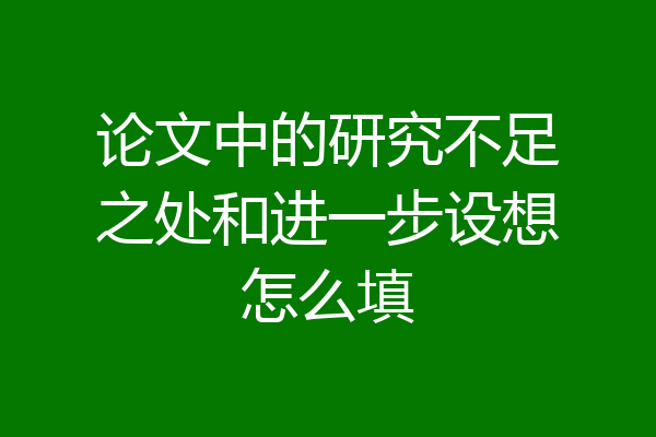论文中的研究不足之处和进一步设想怎么填