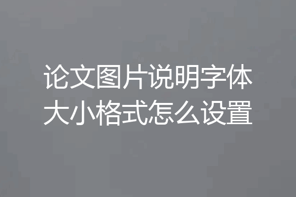 论文图片说明字体大小格式怎么设置
